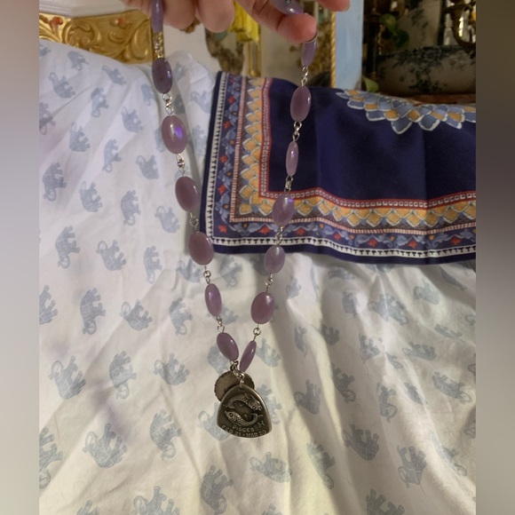 Pisces stone necklace brass pendants - Picture 2 of 4